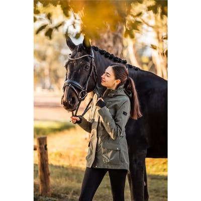 Horze Jadine dames technische waterdichte zomer rijjas, Beetle Khaki Green, 34