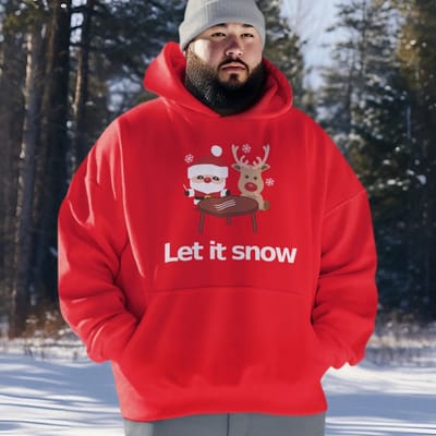Lekker Waus Foute Kerst Hoodie Rood - Let It Snow - Maat XS - Kerst Outfit Dames & Heren