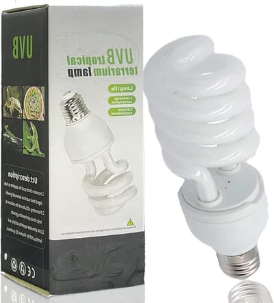 UVB Lamp voor Reptielen en Amfibieën - Energiezuinige Verlichting voor Terrarium, Tropische Schildpadden en Hagedissen met Calcium Supplement (UVB5.0 26W)