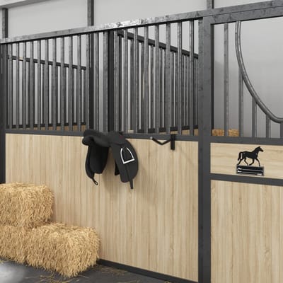 vidaXL - Zadelrek - met - hoofdstelhaak - 1 - stang - draagbaar - ijzer - zwart