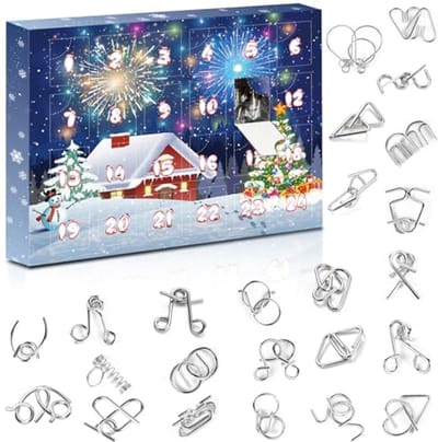Metalen Puzzel Adventskalender 2025 - Aftelkalender voor Kerstmis met 24 Dagen Verrassingen