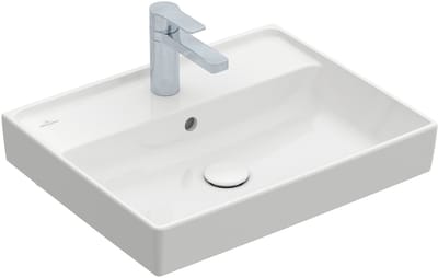 Villeroy & Boch Collaro - Wastafel 55x44 cm, met overloop, met kraangat, CeramicPlus, Stone White 4A3355RW