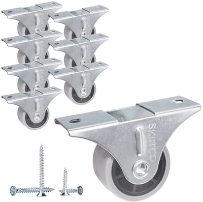 Kleine 30 mm meubelwielen - Pack van 8 stuks, grijze rubber wielen, vaste wielen voor meubels