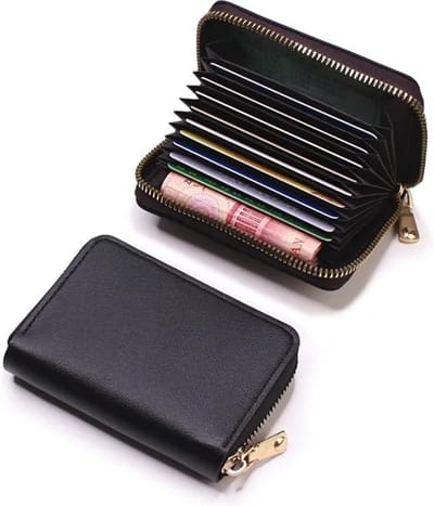WiseGoods Premium Mini Dames Portemonnee Voor 11 Kaarten - Pasjeshouder - Pasjeshouders - Geld Portemonee -Portemonnees - Zwart