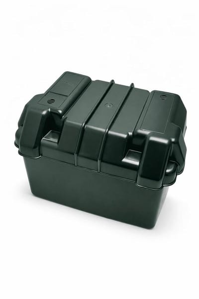 Accubak Boot - Opbergbox Maritiem - Veilig Accu Vervoer - Inclusief Bevestigingsmateriaal - 288x208x260mm - Zwart