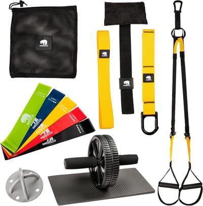 Complete Thuistrainingsset: Suspension Trainer, Buikspierwiel en Weerstandsbanden