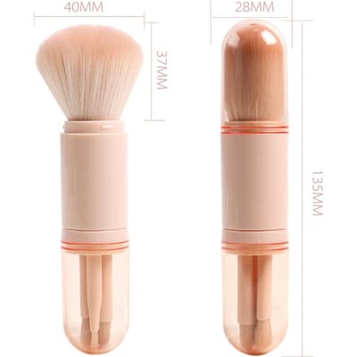 4 in 1 Retractable Makeup Brush Retractable Mini Facial Cosmetic Makeup Brushes Chocola