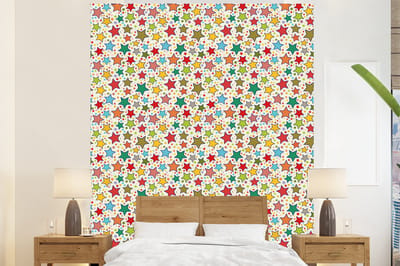 Behang - Fotobehang Patronen - Sterren - Kleuren - Jongens - Kinderen - Kids - Breedte 225 cm x hoogte 280 cm