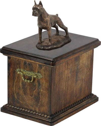 Elegante urn voor de as van een Duitse Boxer met beeldje