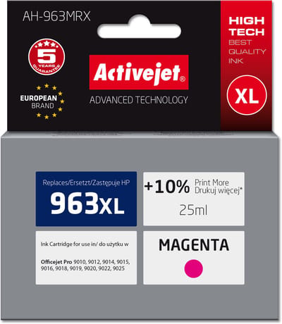Activejet AH-963MRX inkt voor HP printers, Vervanging HP 963XL 3JA28AE; Premium; 1760 pagina's; paars