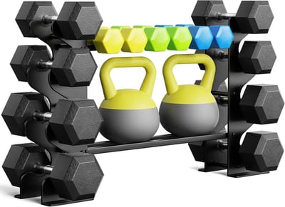 Compacte 4-laagse Dumbbell Rack voor Thuisgym - Stevige Opbergrek voor Dumbbells, Vrije Gewichten en Neoprene Gewichten