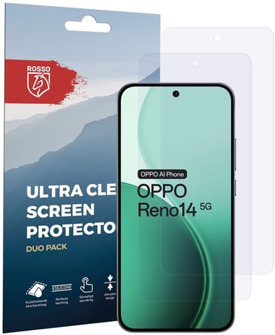 Rosso Screen Protector Geschikt voor Oppo Reno 14 Pro | Ultra Clear Duo Pack | TPU Folie | Case Friendly Beschermfolie | 2 Stuks