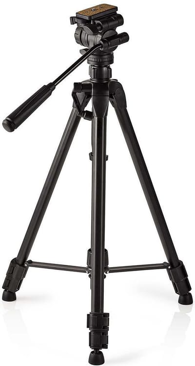 Nedis Statief - Maximaal draagvermogen: 3.0 kg - Minimale werkhoogte: 62.0 cm - Maximale werkhoogte: 158.5 cm - 3 Segmenten - Pan & Tilt - Inclusief reistas - Zelfnivellerende voeten - ABS / Aluminium