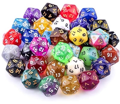 SnelShoppen - 35 Stuks 20-zijdige Polyeder Dobbelstenen in Diverse Kleuren met Zwart Fluwelen Opbergtas voor DND RPG MTG Bordspellen