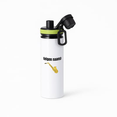 Hacebo® - saxofoon met eigen naam waterfles met draaidop groen - Saxofoon - muziek liefhebbers - iemand die houdt van saxofoons - verjaardag - cadeau - kado - geschenk - water fles - 850ML