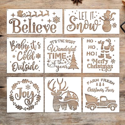 Dailygoody - Kerstsjablonen - Herbruikbare sjablonen - Voor schilderen - Wit - Kerstman en sneeuwpop - Creatief handwerk - Geschikt voor hout