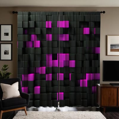 2-delig HD digitaal black tie convex vierkant Mozaïek gordijn Woondecoratie stijl decoratie woonkamer slaapkamer door roede curta W52H63inchW132H160cm black