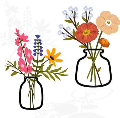 SnelShoppen - 2-Delige Metalen Bloemen Muurkunstset - Rustieke Boerenstijl - Minimalistisch Decor voor Badkamers en Eetkamers - Perfecte Housewarming
