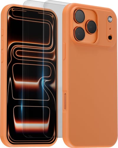 Hoesje geschikt voor iPhone 17 Pro Oranje - 2x screenprotector - beschermglas screen protector - Anti Shock hoesje case
