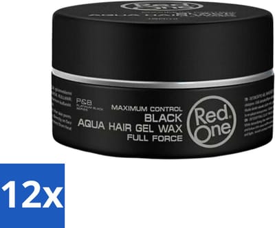 Red One - Haarwax - Black - Aqua Hair Gel Wax - Voor Krachtige Fixatie & Glans - 150 ml - Voordeelverpakking - 12 stuks