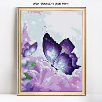 Peinture Diamant Papillon et Fleur Strass Rond Complet Broderie Diamant 20X30CM gray