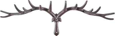 Hertengewei Wanddecoratie - met haken - 63 cm - gietijzer - landelijke kapstok gewei van het of eland
