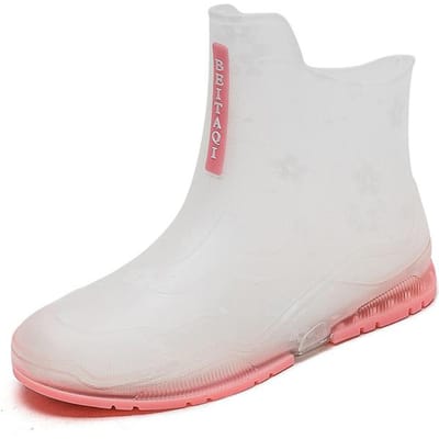Regenschoenen voor dames, antislip, rubberen schoenen voor meisjes, transparante korte laarzen 38 roze