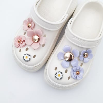 Schoenaccessoires-geschikt voor crocs charms- geschikt voor crocs pins- geschikt voor crocs Accessoires- geschikt voor Crocs Jibbitz-6 tweekleurige bloemen