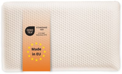 sleepling visco reiskussen - klein hoofdkussen 25x42 cm - hoogte 7 cm - als orthopedisch kussen, ergonomisch nekkussen of memory foam kussen - hoes met aloë vera afwerking - Made in EU - 25 x 42 x 7 cm - wit