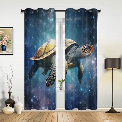 Schildpad Sterren Melkweg Gordijnen voor Slaapkamer Woonkamer Raamgordijn Behandelingen Jaloezieën Keuken Huisdecoratie Draperieën 135W x 60H(cm) x1