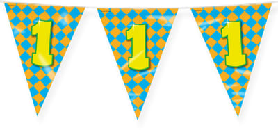 LUQ – Vlaggenlijn Happy Party 1 Jaar – Veelkleurig – 10 m Luxe Verjaardag Feest Versiering – Slinger – Direct Ophangen
