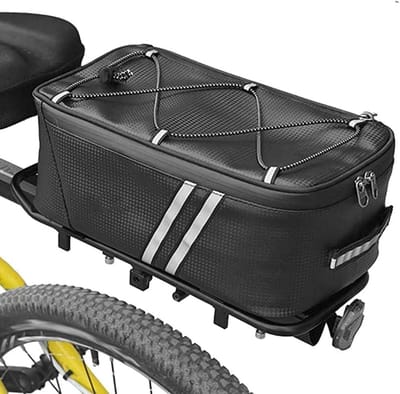 VHV-Fietstas Bagagedrager 8L - Waterafstotende Bagagedragertas met Reflecterende Strip - Compacte Fietstas Achterdrager voor Heren en Dames - Inclusief Schouderband - Zwart