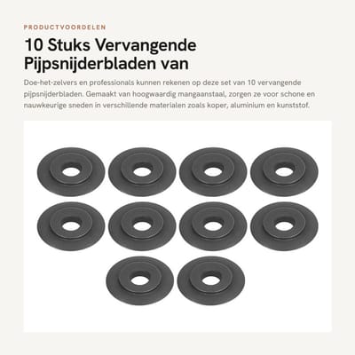 Dailygoods- Pijpsnijderbladen 10 Stuks - Vervangende Snijwielen - Mangaanstaal - Voor Koper/Aluminium/Kunststof - Nauwkeurige Snijprestaties - Glad Oppervlak