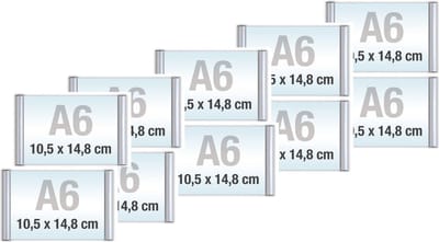 10 pack A6/Bewegwijzeringsborden met Klikprofiel /formaat 10,5x 14,8cm/wegwijs bordjes/aluminium deurbordjes/naambordje kantoor/route bordje/aanwijs bordje/zelfklevend/verwijs bord/ informatie bord.