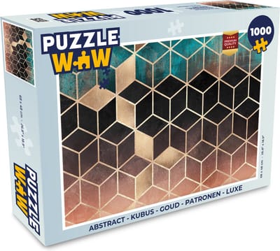 Puzzel Abstract - Kubus - Goud - Patronen - Luxe - Legpuzzel - Puzzel 1000 stukjes volwassenen