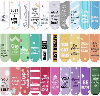 Dailygoods- Bladwijzers 30 Stuks - Magnetische Bladwijzers - Inspirerende Citaten - Positieve Pagina Clips - Aanmoedigende Bladwijzers - Geschikt voor Leraren - Pagina Markers