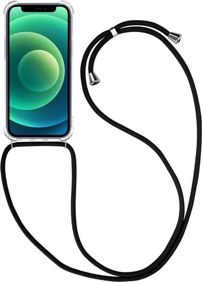Hoesje - Geschikt voor Apple iPhone 12 Pro - Met Koord - Shock Proof - Siliconen Case - Telefoonkoord - Back Cover - Telefoon Hoes Shockproof - Telefoonketting - Telefoonhoes - Transparant