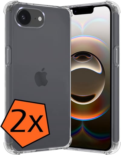 Hoes - 2 Stuks - Geschikt voor Apple iPhone 16e - Sterk & Shockproof - Siliconen Case - Back Cover - Telefoon Hoesje Shock Proof - Transparant