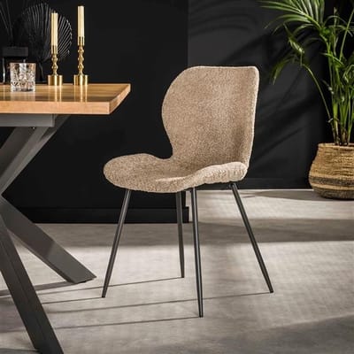 Set van 4 Eetkamerstoelen Bouclé Shawn - Zonder Armleuningen Beige