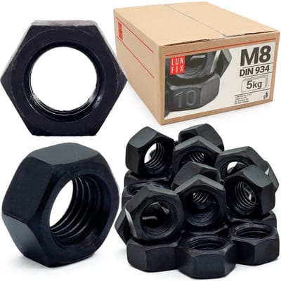LUN FIX - Hoge sterkte zeskantmoer M8 - 5kg (ca.1089 stuks) - DIN 934 - Sterkte 10 - schroefdraadmoeren