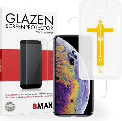 BMAX Screenprotector geschikt voor iPhone XS met applicator - Gehard glas - Tempered glas - Apple screenprotectors - Telefoonglaasje - Beschermglas - Glasplaatje - Screensaver - Screen protector - Glas screenprotectors - Case Friendly