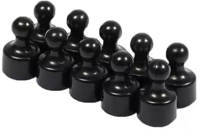 TLVX 10 stuks Sterke Pion Magneten Zwart 12 x 20mm / Magnetisch / Foto magneet / Koelkast / Whiteboard magneten / Speel en leer magneetjes / School / Boodschappenlijst / Memo / Notitie / Sleutel / Kantoor / Schoolbord / Zwarte Magneten