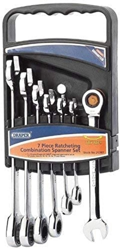 Metrische Ratcheting Combinatiesleutel Set - 7 Stuks, Blauw