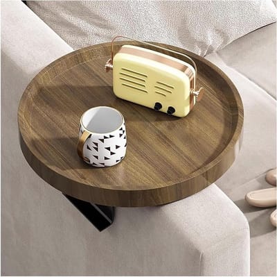 Dienblad voor de armleuning van de bank, Houten bank armleuning clipbakje Meerkleurig 30x10 cm(Walnut)