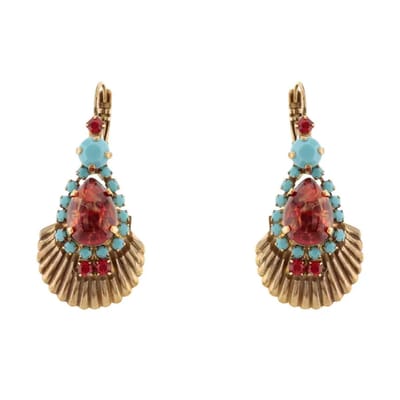 Oorbellen met rode en blauwe strass(701 97E 29991)