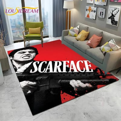 Scarface 3D Classic Film Tony Tapijt Vloerkleed voor Huis Woonkamer Slaapkamer Bank Deurmat Decor,kinderen Speelruimte Vloerkleed Antislip Vloermat 40x60cm