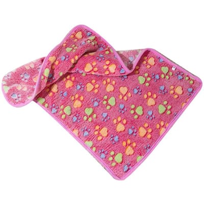 Honden Dekentje Leuke Pootafdrukken Op Roze Thermisch Zacht Vezel Comfortabel Kat Slaap Dekentje voor Huis S pink