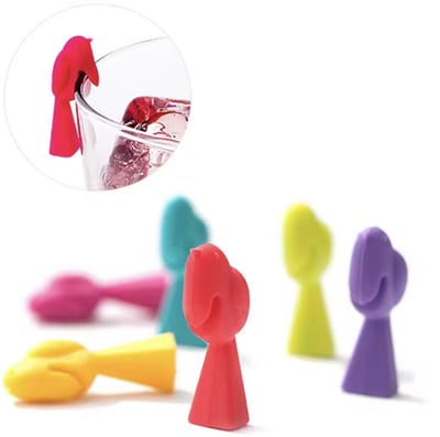 Glasmarkers - Wijnglas marker - Gekleurde Vogel - 6 stuks - Herken jouw glas - Siliconen - CHPN