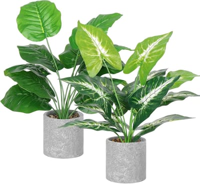2 Stuks Kunstmatige Palmplanten in Pot - 40 cm Hoge Nepplanten voor Thuis, Kantoor en Decoratie - Groene Foliage voor Tafel, Badkamer en Slaapkamer