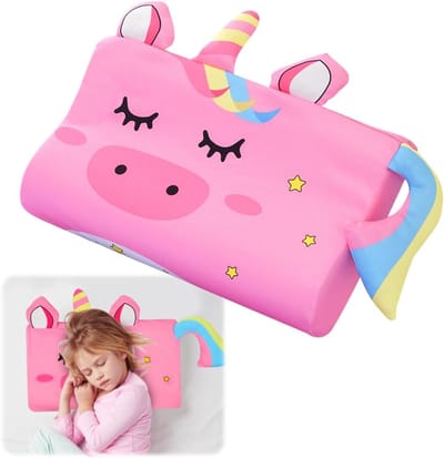 SnelShoppen - Kinderen Kussen 46 x 26 cm, Ergonomisch Geheugenschuim, Ademend, Koelende Hoes, Kawaii Dieren, Perfect voor Kinderbed, Reisbed en Knuffe